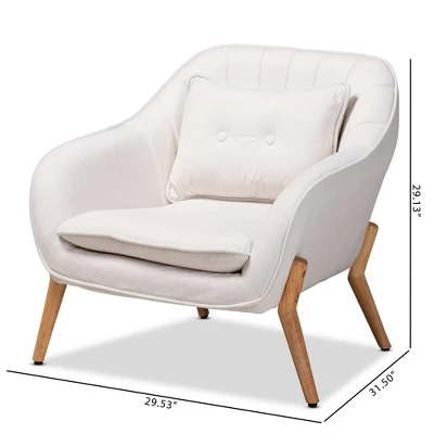 Valentina Velvet Natural Wood Armchair - Baxton Studio 9 Valentina Velvet Natural Wood Armchair - Baxton Studio - Image 9