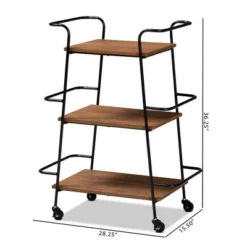 Small Bernard Rustic Industrial Metal And Wood 3 Tier Mobile Wine Bar Cart Black/Walnut - Baxton Studio 19 Small Bernard Rustic Industrial Metal And Wood 3 Tier Mobile Wine Bar Cart Black/Walnut - Baxton Studio -Baxton Studio GUEST ad9acae4 0fdb 4ded 9dfe 4f5756c1657b