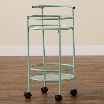 Newell Metal 2 Tier Kitchen Cart Mint Green/Black - Baxton Studio 6 Newell Metal 2 Tier Kitchen Cart Mint Green/Black - Baxton Studio - Image 6