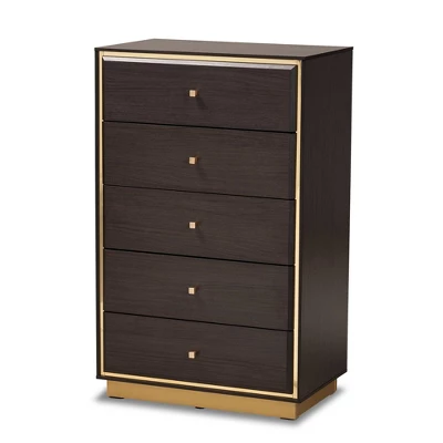 Cormac Wood And Metal 5 Drawer Storage Chest - Baxton Studio 10 Cormac Wood And Metal 5 Drawer Storage Chest - Baxton Studio - Image 10