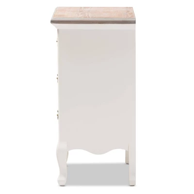 Capucine Two-Tone Natural Whitewashed Oak Finished Wood 3 Drawer Nightstand White - Baxton Studio 7 Capucine Two-Tone Natural Whitewashed Oak Finished Wood 3 Drawer Nightstand White - Baxton Studio - Image 7