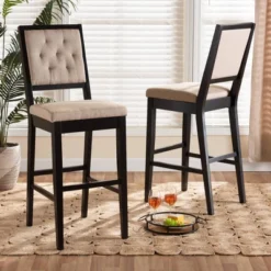 2pc Gideon Fabric Upholstered And Wood Barstool Set Sand/Dark Brown - Baxton Studio 13 2pc Gideon Fabric Upholstered And Wood Barstool Set Sand/Dark Brown - Baxton Studio -Baxton Studio GUEST af1231df 0a3d 4aea 9631 8f1d9216de27
