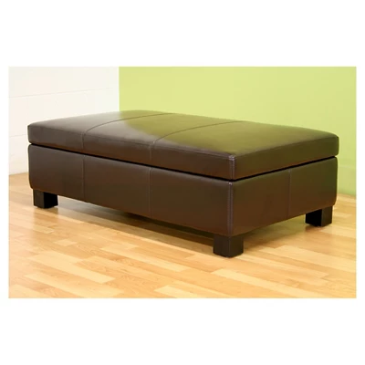 Gallo Leather Storage Ottoman Dark Brown - Baxton Studio 2 Gallo Leather Storage Ottoman Dark Brown - Baxton Studio - Image 2