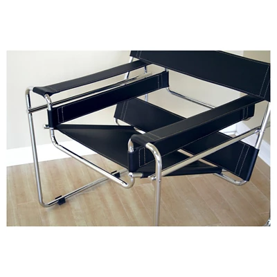 Jericho Leather Accent Chair Black - Baxton Studio 1 Jericho Leather Accent Chair Black - Baxton Studio