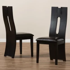 Set Of 2 Alani Faux Leather Dining Chairs: Baxton Studio, Wenge Wood Finish, Cut-Out Back 10 Set Of 2 Alani Faux Leather Dining Chairs: Baxton Studio, Wenge Wood Finish, Cut-Out Back -Baxton Studio GUEST b09e8e37 307c 4b43 bcb9 ba236aae5732