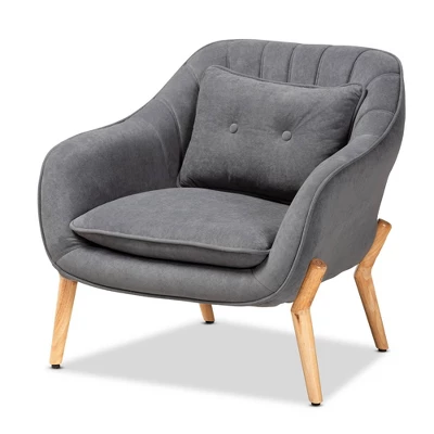 Valentina Velvet Natural Wood Armchair - Baxton Studio 11 Valentina Velvet Natural Wood Armchair - Baxton Studio - Image 11