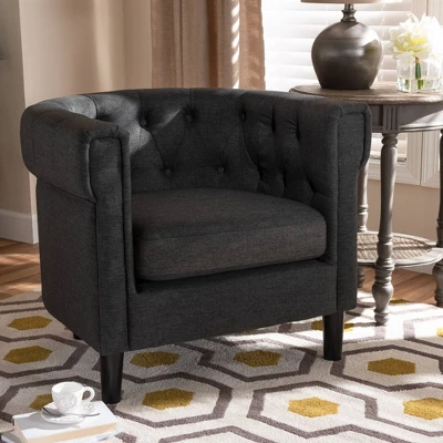 Bisset Chesterfield Chair Gray - Baxton Studio 1 Bisset Chesterfield Chair Gray - Baxton Studio