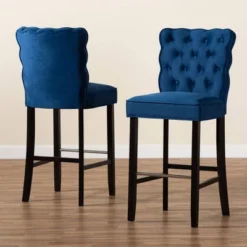 2pc Daphne Velvet Fabric Upholstered And Wood Counter Height Barstool Set - Baxton Studio 14 2pc Daphne Velvet Fabric Upholstered And Wood Counter Height Barstool Set - Baxton Studio -Baxton Studio GUEST b0f71ee2 2020 41a9 8b9c 30d04c442d4b