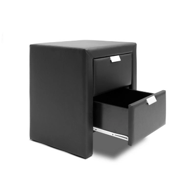 Frey Upholstered Modern Nightstand - Baxton Studio 2 Frey Upholstered Modern Nightstand - Baxton Studio - Image 2