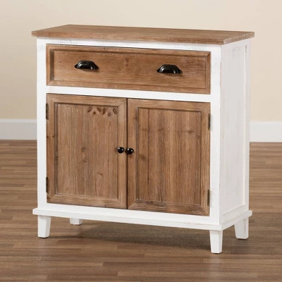 Glynn Wood 2 Door Storage Cabinet White/Brown - Baxton Studio 8 Glynn Wood 2 Door Storage Cabinet White/Brown - Baxton Studio - Image 8