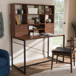 Edwin Rustic Industrial Style Wood And Metal 2 In 1 Bookcase Writing Desk Brown/Black - Baxton Studio 8 Edwin Rustic Industrial Style Wood And Metal 2 In 1 Bookcase Writing Desk Brown/Black - Baxton Studio -Baxton Studio GUEST b22d5d64 2c99 45f1 ade9 3b2a62b8ad72