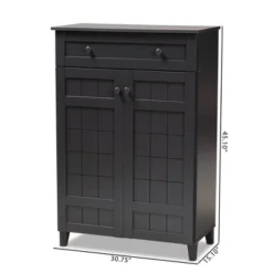 Shelf Wood Shoe Storage Cabinet With Drawer Glidden Finished Black - Baxton Studio