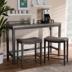 3pc Noll Upholstered Metal Counter Height Dining Set Gray - Baxton Studio 11 3pc Noll Upholstered Metal Counter Height Dining Set Gray - Baxton Studio -Baxton Studio GUEST b24ddeaa 6975 4520 8f32 a4bd66a6f9a1