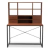 Edwin Rustic Industrial Style Wood And Metal 2 In 1 Bookcase Writing Desk Brown/Black - Baxton Studio