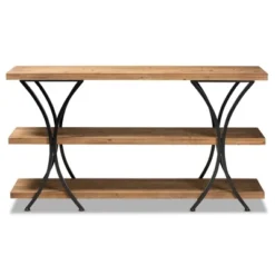 Terrell Wood And Metal Console Table Brown - Baxton Studio