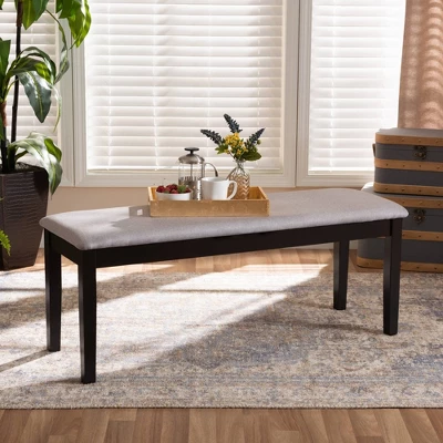Teresa Fabric Upholstered And Wood Dining Bench - Baxton Studio 4 Teresa Fabric Upholstered And Wood Dining Bench - Baxton Studio - Image 4