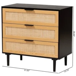 Maureen Wood And Rattan 3 Drawer Dresser Espresso/Natural Brown - Baxton Studio -Baxton Studio GUEST b2cc09cf 2518 4994 9062 3622d0267000