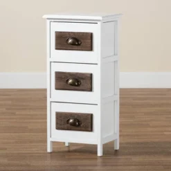 Fanning Two-Tone Wood 3 Drawer Storage Unit White/Brown - Baxton Studio -Baxton Studio GUEST b2fbd86e 0058 4b57 a3f5 d6002536903d