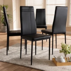 Set Of 4 Matiese Modern And Contemporary Faux Leather Upholstered Dining Chairs - Baxton Studio -Baxton Studio GUEST b30f4d35 604f 4e7f b90d e0737dc6eead