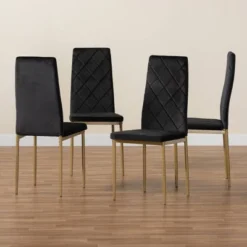 4pc Blaise Velvet Fabric Upholstered And Metal Dining Chair Set - Baxton Studio 15 4pc Blaise Velvet Fabric Upholstered And Metal Dining Chair Set - Baxton Studio -Baxton Studio GUEST b36c42cb 2d2f 4e5f 87f6 f24165d25de7