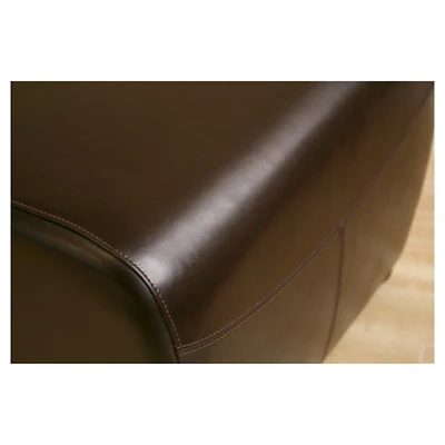 Full Leather Ottoman With Rounded Sides - Baxton Studio 5 Full Leather Ottoman With Rounded Sides - Baxton Studio - Image 5