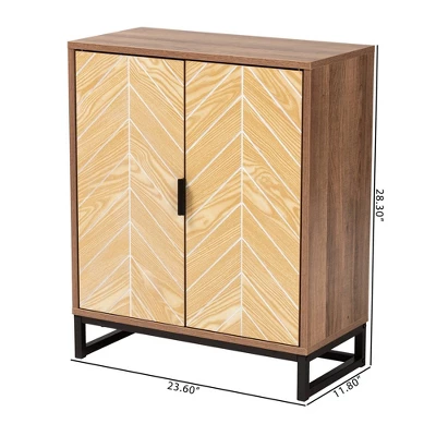 Josephine Two-Tone Wood And Metal 2 Door Storage Cabinet Walnut Brown/White/Black - Baxton Studio 9 Josephine Two-Tone Wood And Metal 2 Door Storage Cabinet Walnut Brown/White/Black - Baxton Studio - Image 9