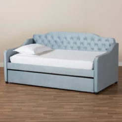 Twin Freda Velvet Tufted Daybed With Trundle Light Blue - Baxton Studio 17 Twin Freda Velvet Tufted Daybed With Trundle Light Blue - Baxton Studio -Baxton Studio GUEST b3a72681 5e70 4440 905d 889c1883c98e