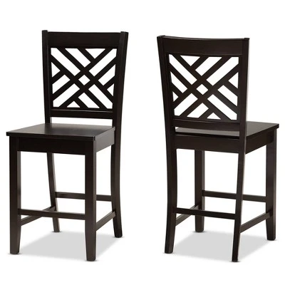 2pc Caron Wood Counter Stool Set - Baxton Studio 8 2pc Caron Wood Counter Stool Set - Baxton Studio - Image 8