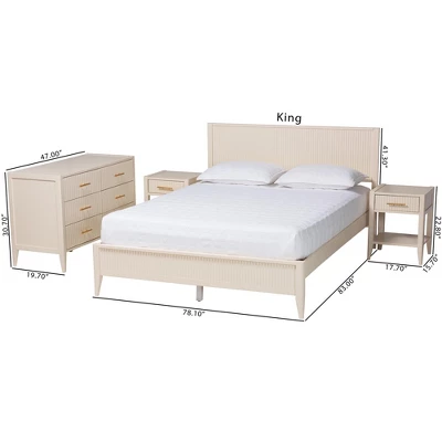 Baxton Studio Primrose Mid-Century Ivory Fluted Wood 4-Piece Bedroom Set 12 Baxton Studio Primrose Mid-Century Ivory Fluted Wood 4-Piece Bedroom Set - Image 12