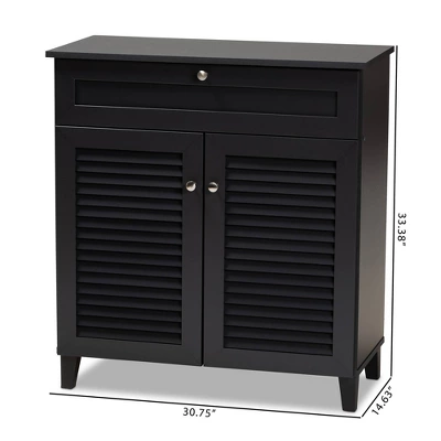 Shelf Wood Shoe Storage Cabinet With Drawer Coolidge Finished Dark Gray - Baxton Studio 9 Shelf Wood Shoe Storage Cabinet With Drawer Coolidge Finished Dark Gray - Baxton Studio - Image 9