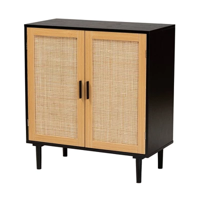 Maureen Wood And Rattan 2 Door Storage Cabinet Espresso/Natural Brown - Baxton Studio 1 Maureen Wood And Rattan 2 Door Storage Cabinet Espresso/Natural Brown - Baxton Studio
