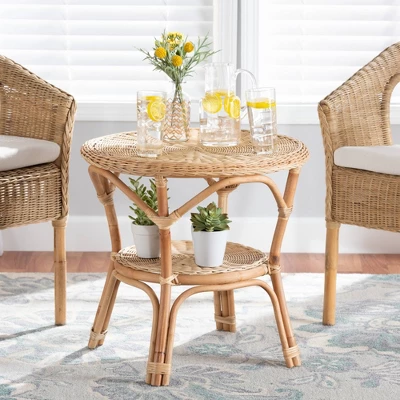 Baxton Studio Abbey Antique Rattan Coffee Table Natural Brown: No Assembly, 4 Point Leg Design, 22.4" Height 1 Baxton Studio Abbey Antique Rattan Coffee Table Natural Brown: No Assembly, 4 Point Leg Design, 22.4" Height