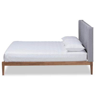King Edmond Fabric Upholstered Wood Platform Bed Gray/Ash Walnut - Baxton Studio 1 King Edmond Fabric Upholstered Wood Platform Bed Gray/Ash Walnut - Baxton Studio