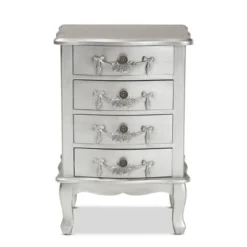 Callen Brushed Wood 4 Drawer Nightstand Silver - Baxton Studio 11 Callen Brushed Wood 4 Drawer Nightstand Silver - Baxton Studio -Baxton Studio GUEST b60b7f2f a5d8 428e a323 a6acf082cdc3