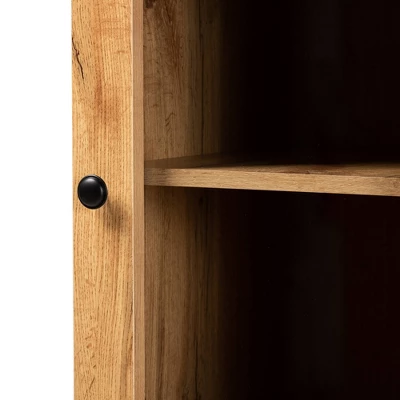 Lauren Wood Buffet And Hutch Kitchen Cabinet Oak Brown/Black - Baxton Studio 3 Lauren Wood Buffet And Hutch Kitchen Cabinet Oak Brown/Black - Baxton Studio - Image 3