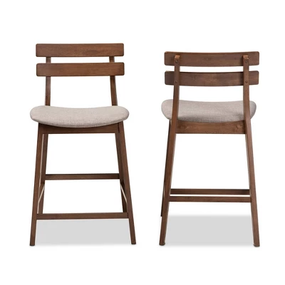 Set Of 2 Larine Wood Counter Height Barstools - Baxton Studio 1 Set Of 2 Larine Wood Counter Height Barstools - Baxton Studio