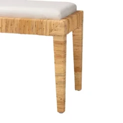 Sofia Rattan And Mahogany Wood Bench White/Natural Brown - Baxton Studio -Baxton Studio GUEST b6c597af 41a7 40d7 8f43 1de34b02bede
