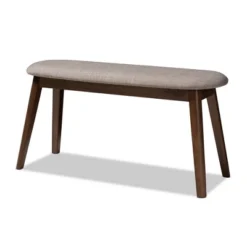 Baxton Studio Easton Mid Century Modern Walnut Finished Wood Fabric Upholstered Bench -Baxton Studio GUEST b726eae5 eb2b 4595 849f 93f039b0a8f1