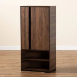 Raina Two-Tone Wood 2 Door Shoe Storage Cabinet Walnut Brown/Black - Baxton Studio 19 Raina Two-Tone Wood 2 Door Shoe Storage Cabinet Walnut Brown/Black - Baxton Studio -Baxton Studio GUEST b726f53c 13e6 4131 828e 50e1dbd03453