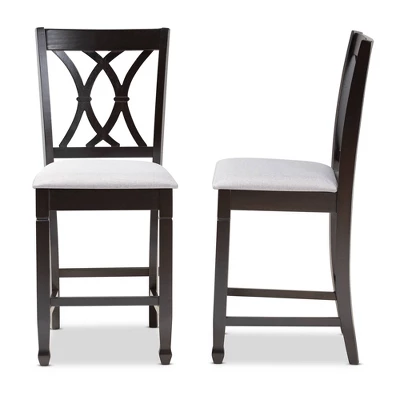 2pc Reneau Finished Wood Counter Height Pub Chairs - Baxton Studio 5 2pc Reneau Finished Wood Counter Height Pub Chairs - Baxton Studio - Image 5