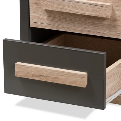 Pandora Modern And Contemporary Two-Tone 2 Drawer Nightstand Dark Gray - Baxton Studio 6 Pandora Modern And Contemporary Two-Tone 2 Drawer Nightstand Dark Gray - Baxton Studio - Image 6