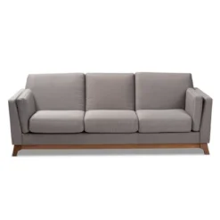 Baxton Studio Sava Fabric Upholstered Walnut Wood 3 Seater Sofa Gray - BaxtonStudio 15 Baxton Studio Sava Fabric Upholstered Walnut Wood 3 Seater Sofa Gray - BaxtonStudio -Baxton Studio GUEST b78dc40e 8de6 4711 966b c05170d56322