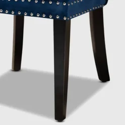 2pc Remy Velvet Upholstered Wood Dining Chair Set Blue/Espresso - Baxton Studio: Oak Frame, Soft Touch -Baxton Studio GUEST b7926d30 fc4c 4db1 bb26 583172314961