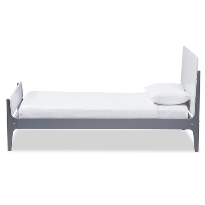 Twin Nereida Modern Classic Mission Style Finished Wood Platform Bed White/Gray - Baxton Studio 1 Twin Nereida Modern Classic Mission Style Finished Wood Platform Bed White/Gray - Baxton Studio