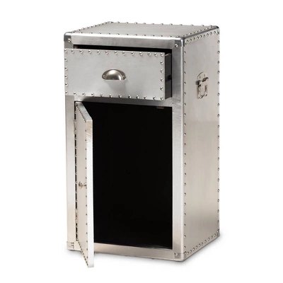 Serge Metal 1 Door Accent Storage Cabinet Silver - Baxton Studio 1 Serge Metal 1 Door Accent Storage Cabinet Silver - Baxton Studio