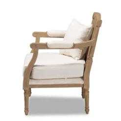 Clemence Upholstered Whitewashed Wood Accent Chair Ivory/Oak - Baxton Studio 16 Clemence Upholstered Whitewashed Wood Accent Chair Ivory/Oak - Baxton Studio -Baxton Studio GUEST b9292bad 84bd 41e7 8d18 933ae02bd184