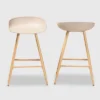 Set Of 2 Mairi Plastic And Wood Counter Height Barstools Beige/Natural - Baxton Studio