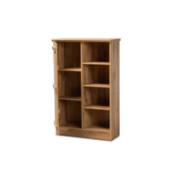 1 Door Eren Farmhouse Natural Wood Shoe Cabinet Brown - Baxton Studio