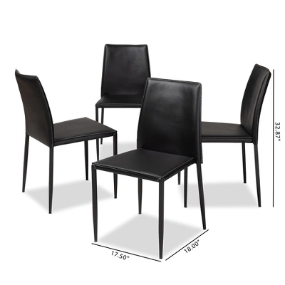 Set Of 4 Pascha Modern And Contemporary Faux Leather Upholstered Dining Chairs - Baxton Studio 4 Set Of 4 Pascha Modern And Contemporary Faux Leather Upholstered Dining Chairs - Baxton Studio - Image 4