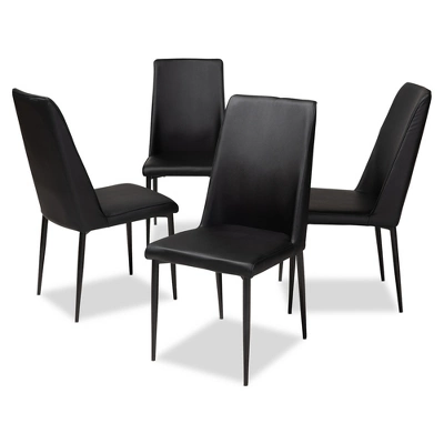 Set Of 4 Chandelle Modern And Contemporary Faux Leather Upholstered Dining Chairs - Baxton Studio 5 Set Of 4 Chandelle Modern And Contemporary Faux Leather Upholstered Dining Chairs - Baxton Studio - Image 5